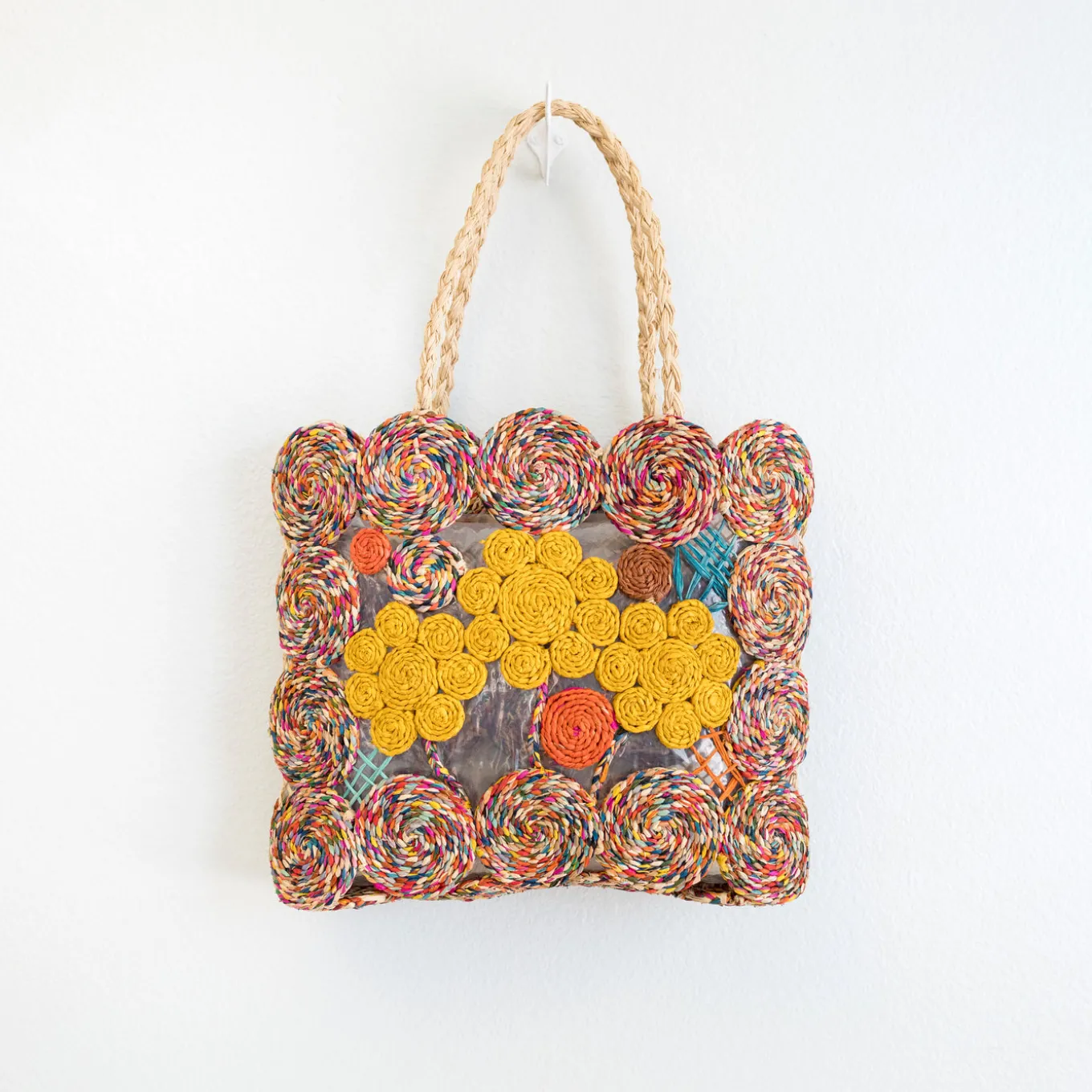 Elena Handbags Women's Flower Raffia Woven Summer Straw Tote