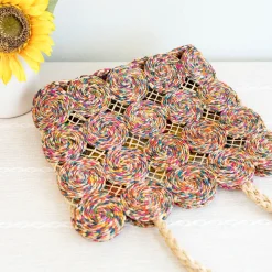 Elena Handbags Women's Flower Raffia Woven Summer Straw Tote