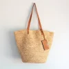 Elena Handbags Women's Large Soft Raffia Woven Summer Straw Tote with Genuine Leather Straps