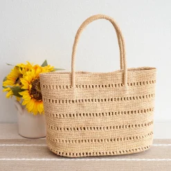 Elena Handbags Women's Large Soft Raffia Woven Summer Straw Tote