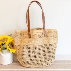Elena Handbags Women's Large Soft Raffia Woven Summer Straw Tote