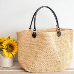 Elena Handbags Women's Large Soft Raffia Woven Summer Straw Tote