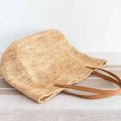 Elena Handbags Women's Large Soft Raffia Woven Summer Straw Tote with Genuine Leather Straps
