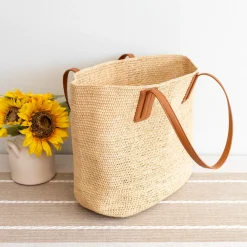 Elena Handbags Women's Large Soft Raffia Woven Summer Straw Tote