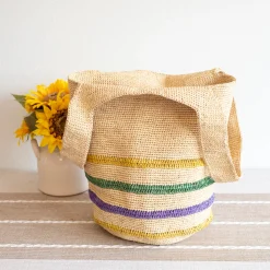 Elena Handbags Women's Large Soft Raffia Woven Summer Straw Tote