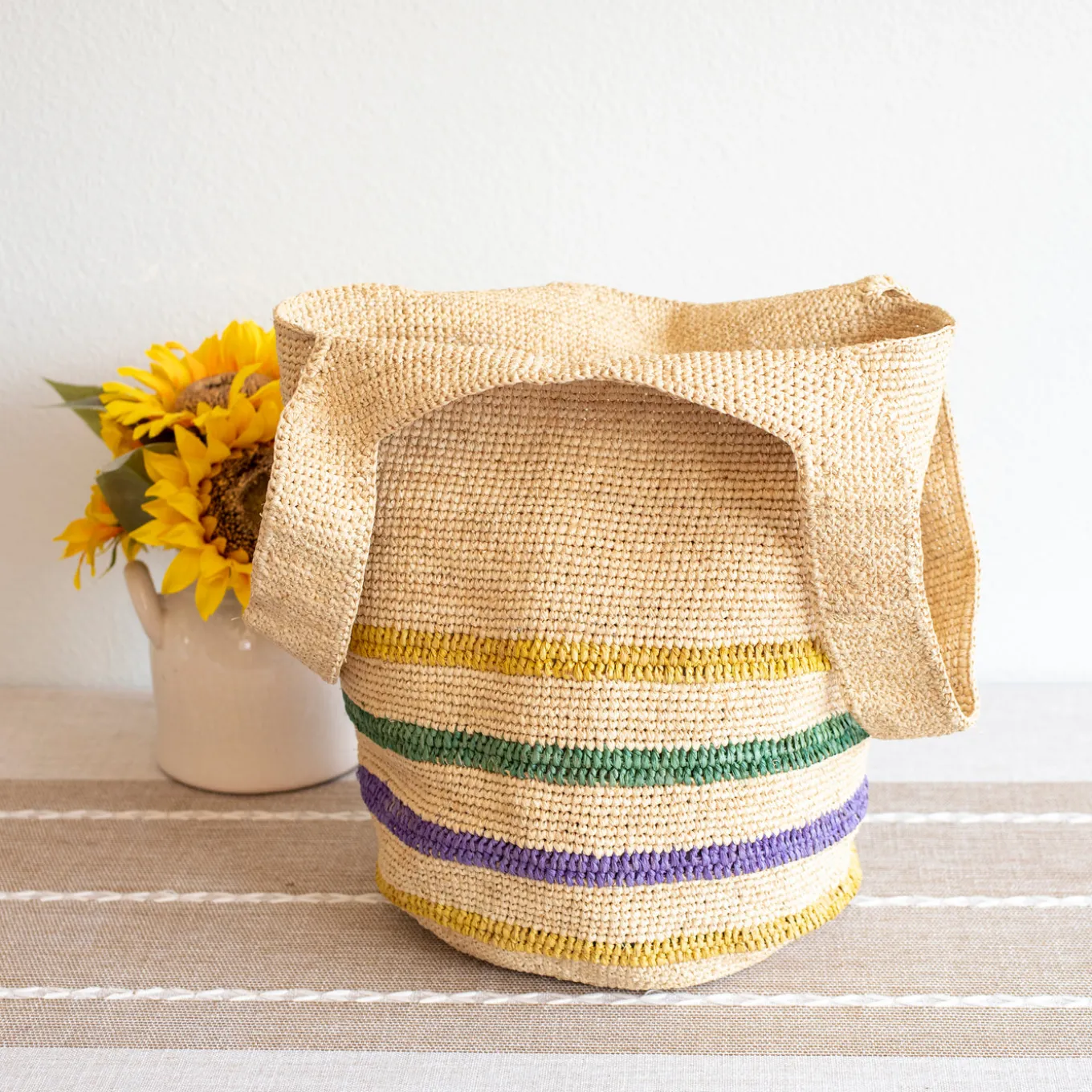 Elena Handbags Women's Large Soft Raffia Woven Summer Straw Tote