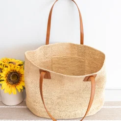 Elena Handbags Women's Large Soft Raffia Woven Summer Straw Tote