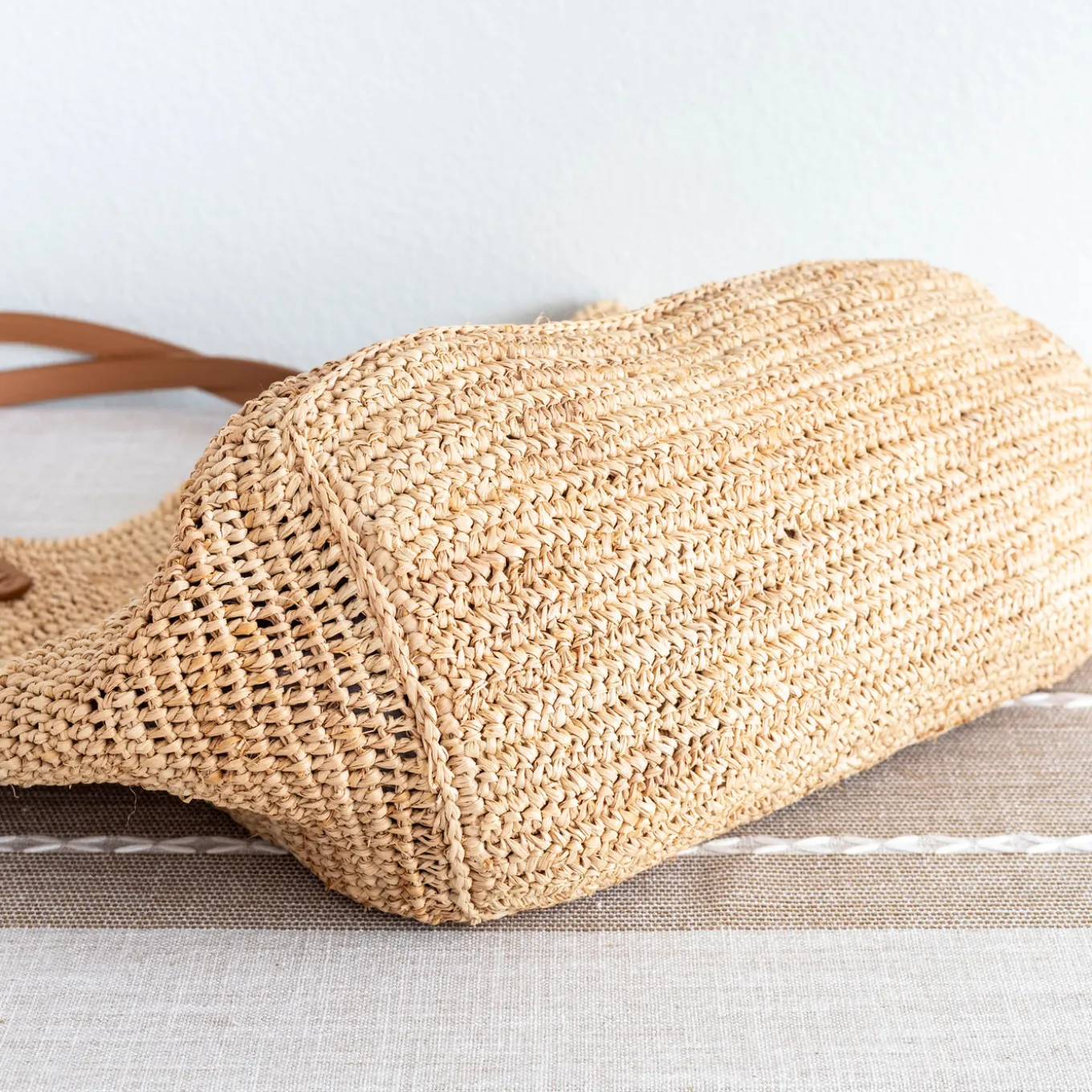 Elena Handbags Women's Large Soft Raffia Woven Summer Straw Tote with Genuine Leather Straps