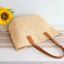 Elena Handbags Women's Large Soft Raffia Woven Summer Straw Tote