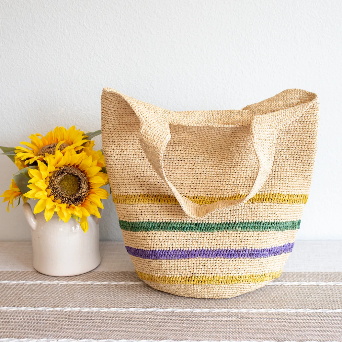 Elena Handbags Women's Large Soft Raffia Woven Summer Straw Tote