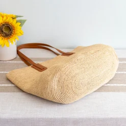 Elena Handbags Women's Large Soft Raffia Woven Summer Straw Tote