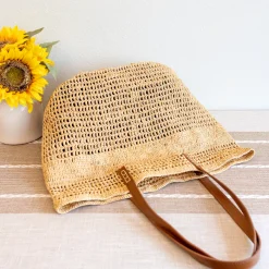Elena Handbags Women's Large Soft Raffia Woven Summer Straw Tote