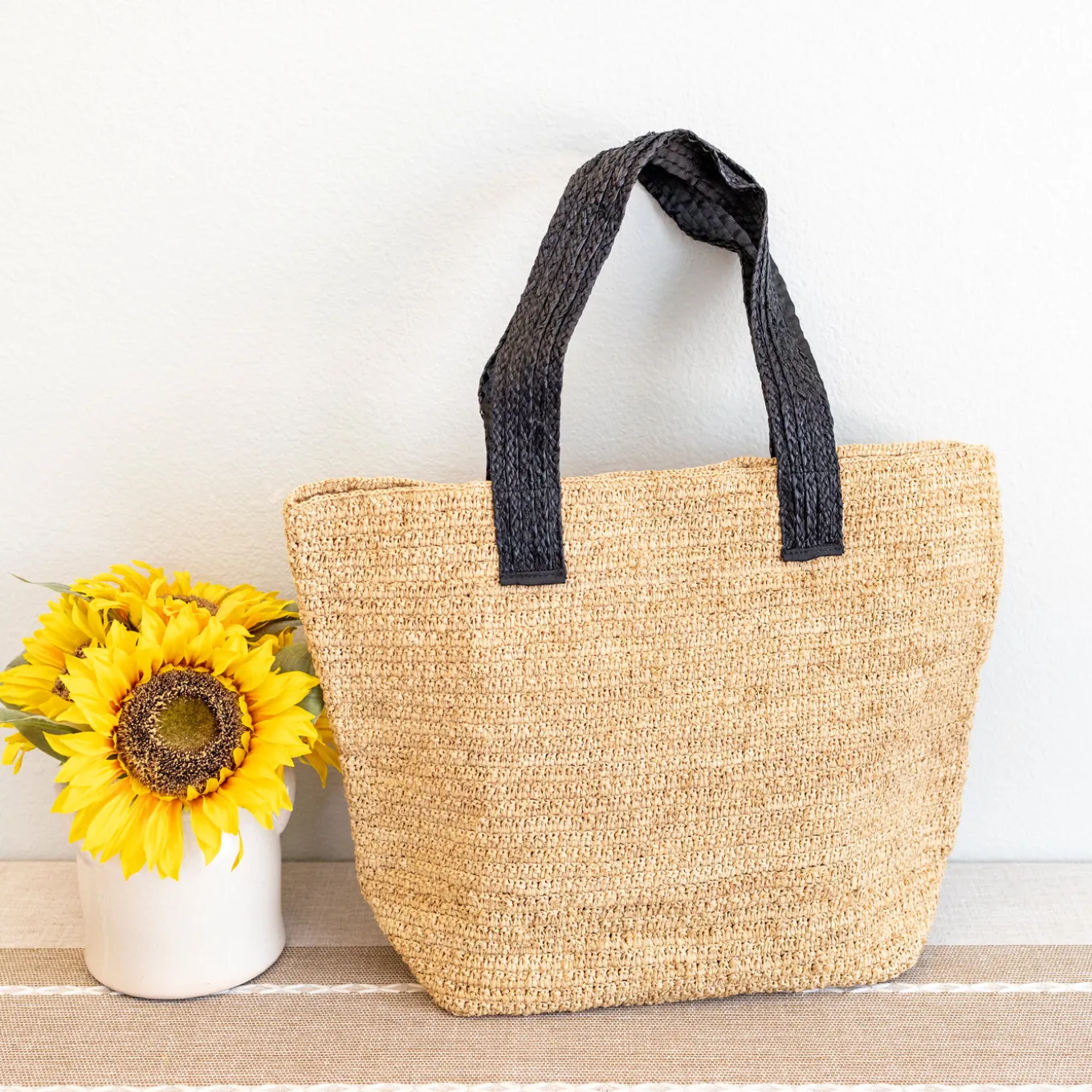 Elena Handbags Women's Large Soft Raffia Woven Summer Straw Tote