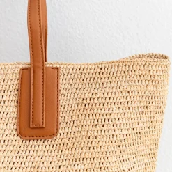 Elena Handbags Women's Large Soft Raffia Woven Summer Straw Tote