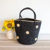 Elena Handbags Women's Polka Dot Design Raffia Woven Summer Straw Tote