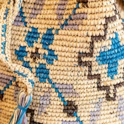 Elena Handbags Women's Raffia Straw Wayuu Crossbody Bucket Bag