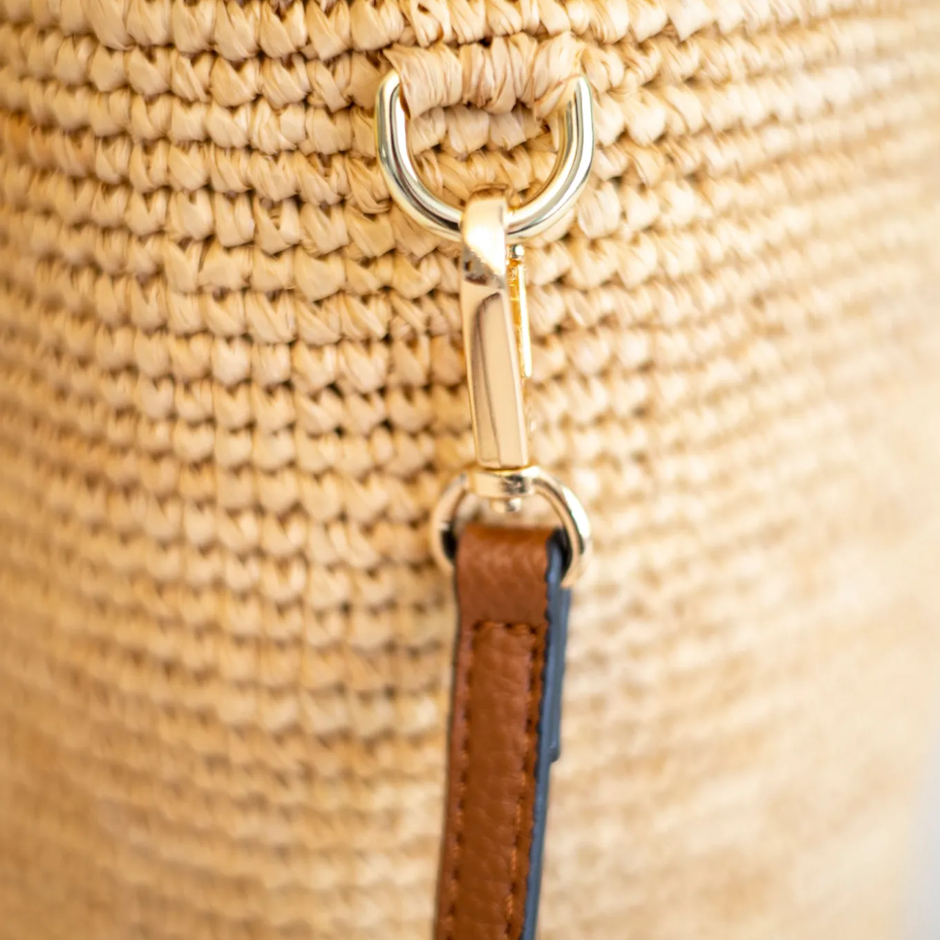 Elena Handbags Women's Raffia Straw Crossbody Bucket Bag