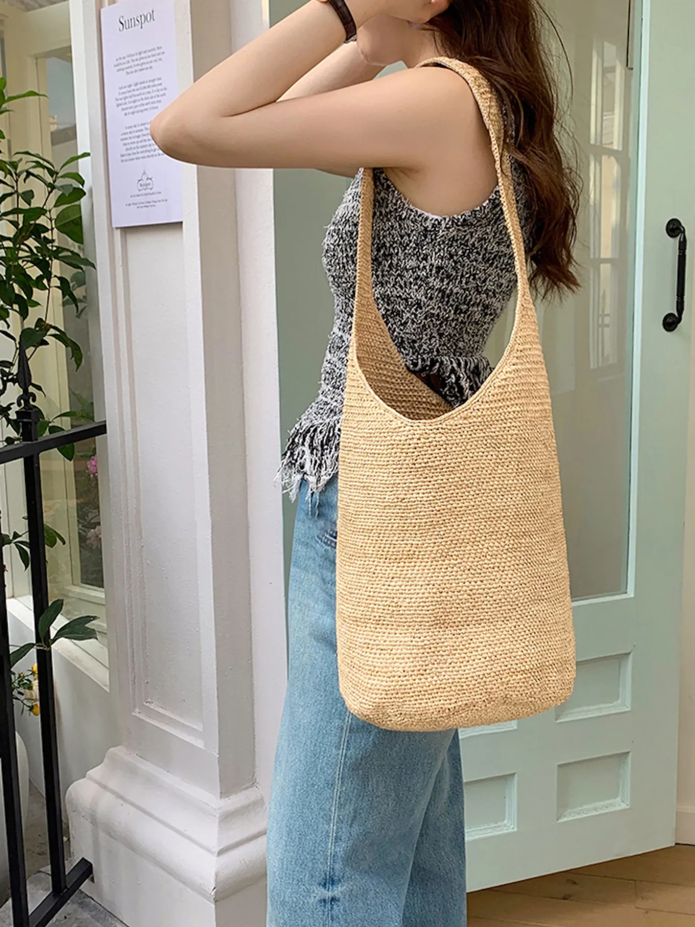 Elena Handbags Women's Raffia Straw Basket Shoulder Bag