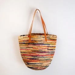 Elena Handbags Women's Soft Raffia Woven Summer Straw Tote with Genuine Leather Straps