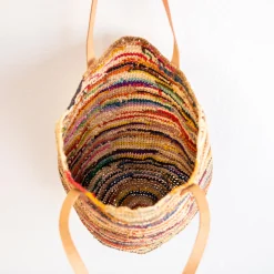 Elena Handbags Women's Soft Raffia Woven Summer Straw Tote with Genuine Leather Straps