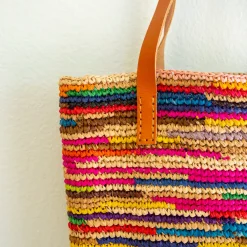 Elena Handbags Women's Soft Raffia Woven Summer Straw Tote with Genuine Leather Straps