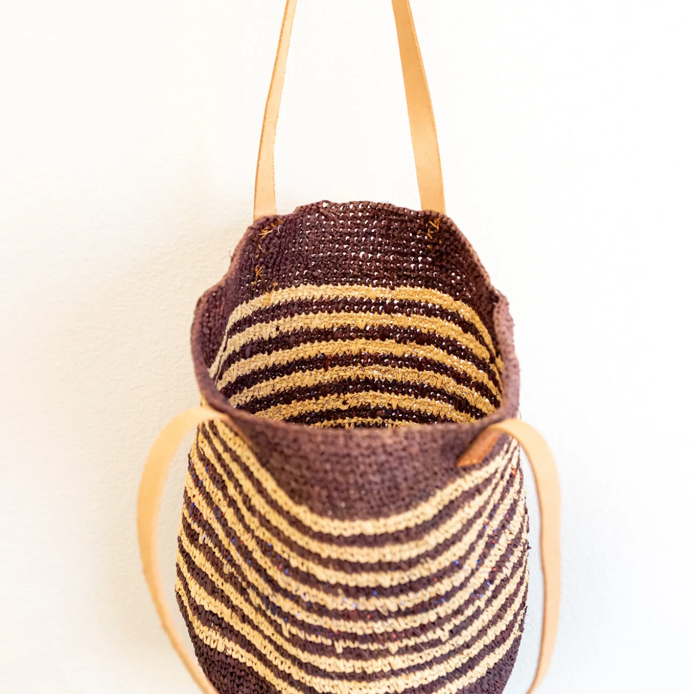Elena Handbags Women's Soft Raffia Woven Summer Straw Tote with Genuine Leather Straps
