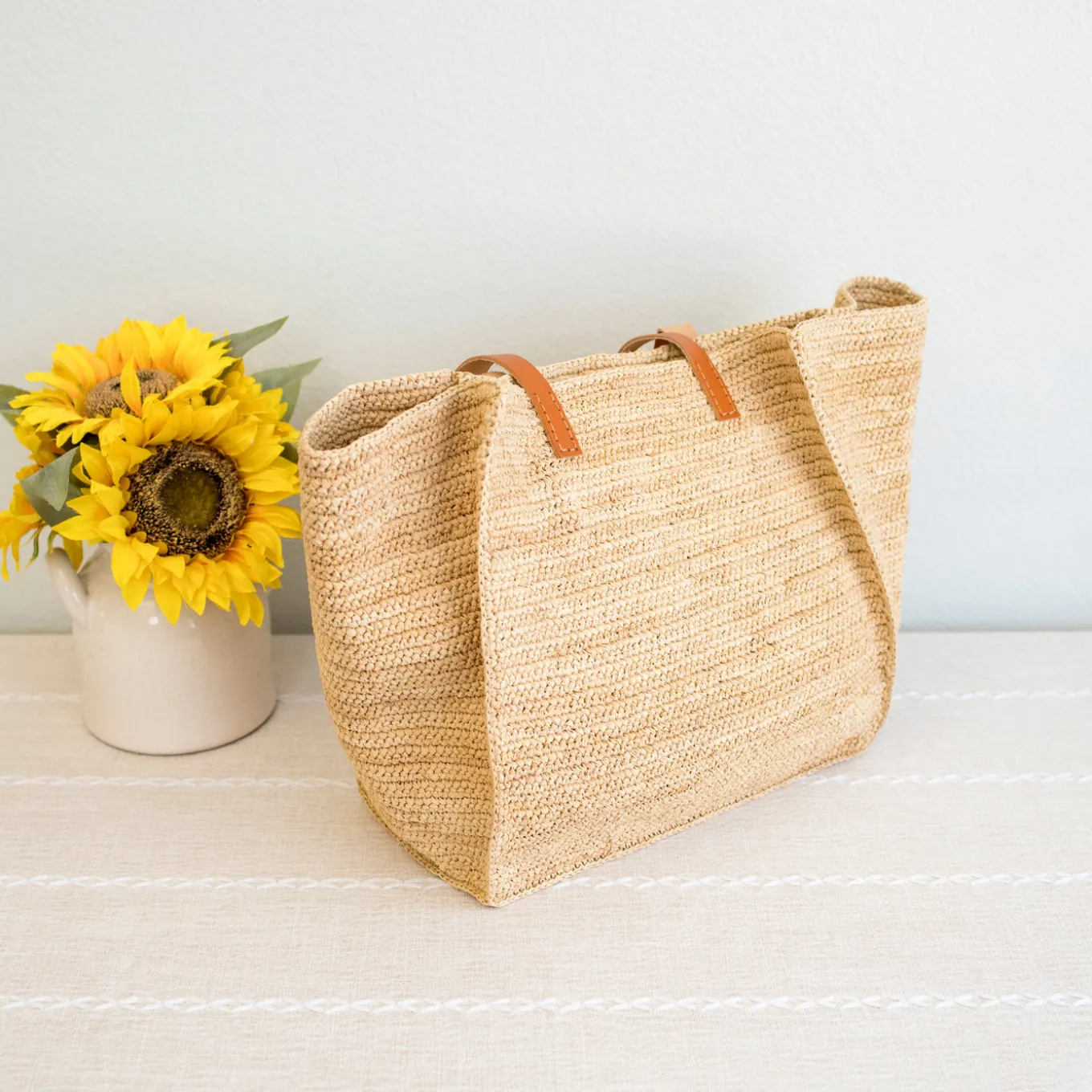 Elena Handbags Women's Soft Raffia Woven Summer Straw Tote