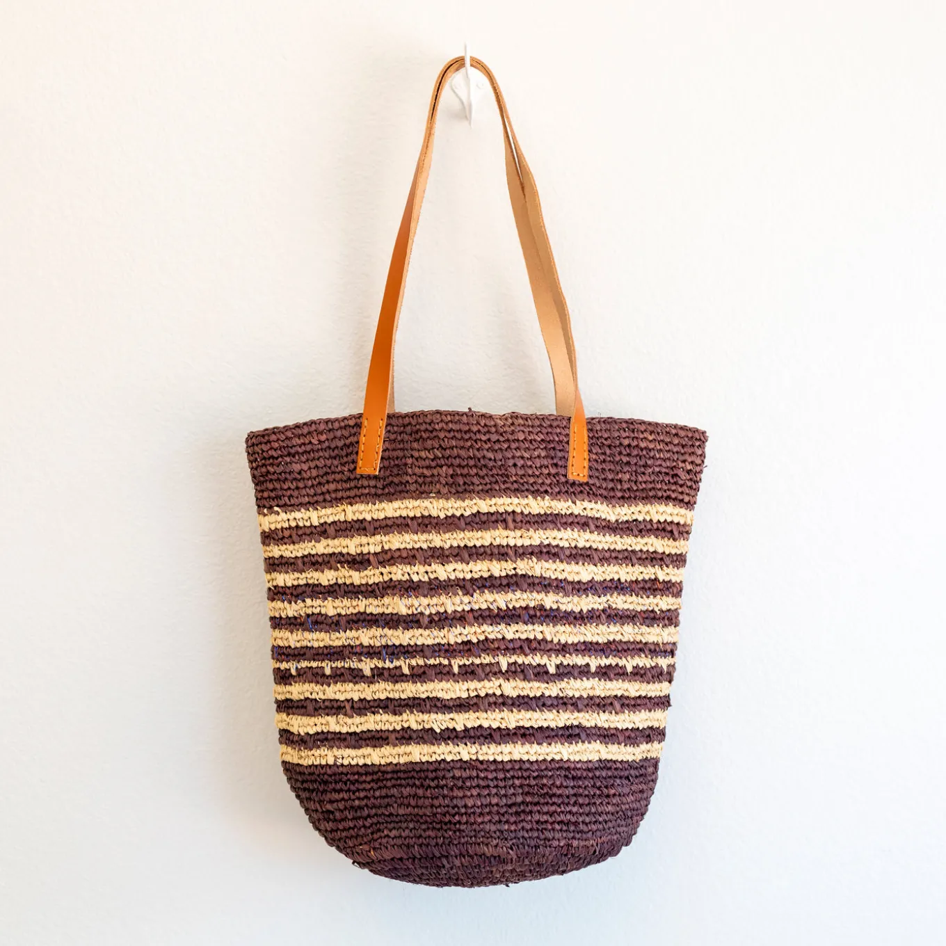Elena Handbags Women's Soft Raffia Woven Summer Straw Tote with Genuine Leather Straps