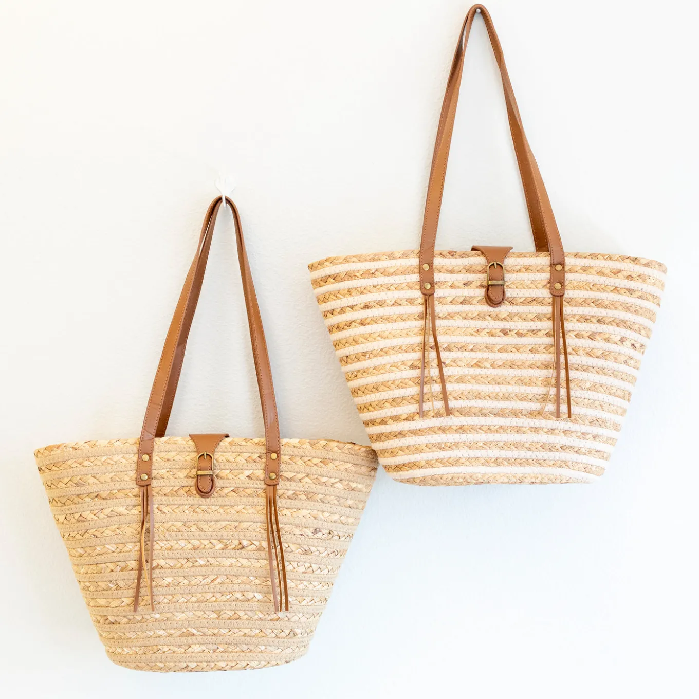 Elena Handbags Women's Woven Straw Market Tote Bag