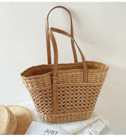 Elena Handbags Women's Woven Straw Market Tote Bag
