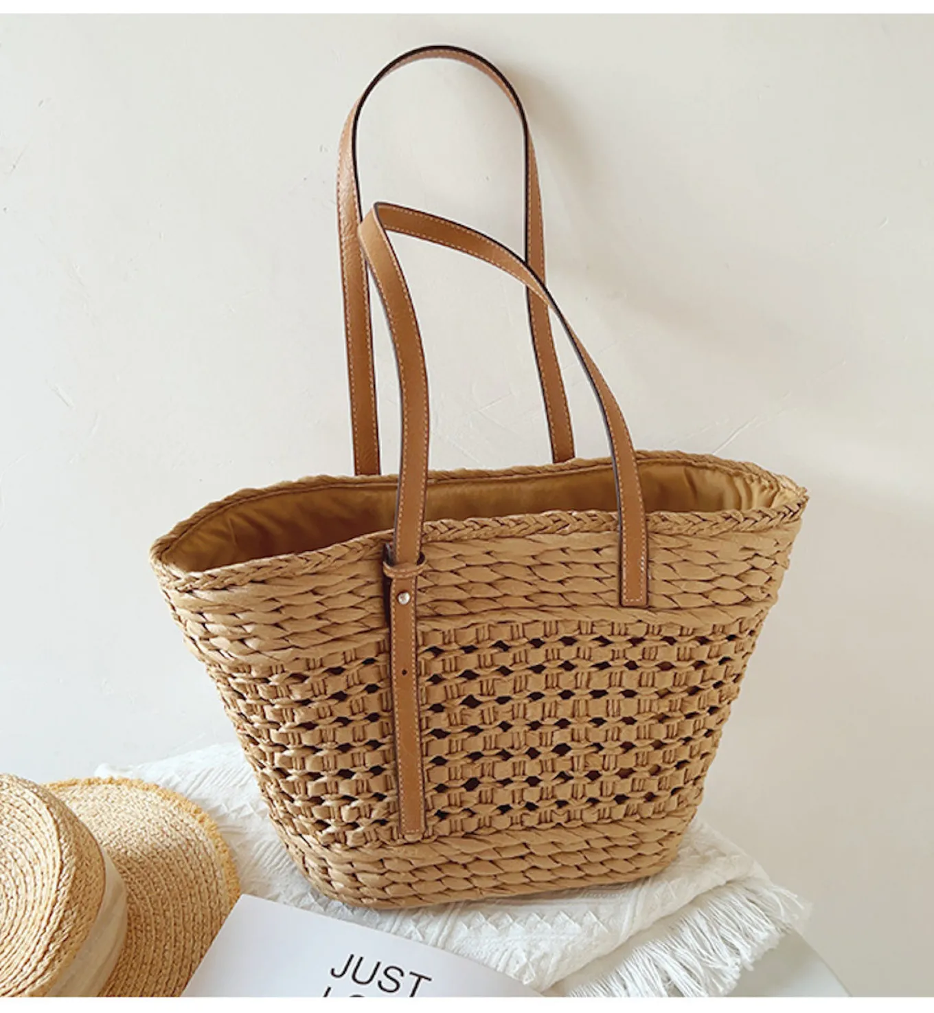 Elena Handbags Women's Woven Straw Market Tote Bag