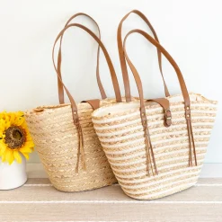 Elena Handbags Women's Woven Straw Market Tote Bag