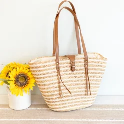 Elena Handbags Women's Woven Straw Market Tote Bag