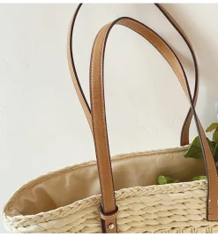 Elena Handbags Women's Woven Straw Market Tote Bag