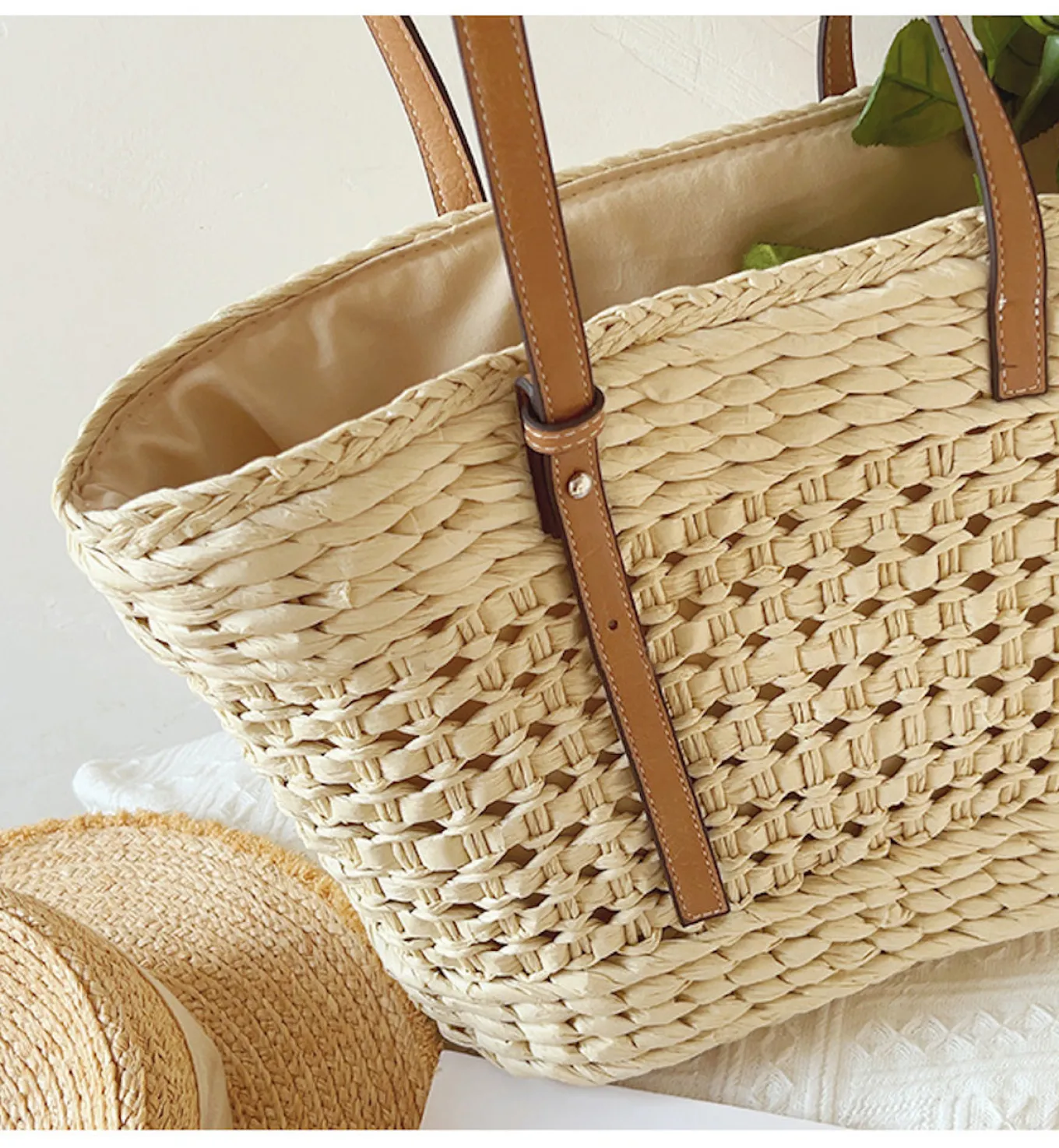Elena Handbags Women's Woven Straw Market Tote Bag
