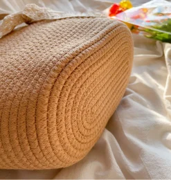 Elena Handbags Woven Cotton Basket Bag
