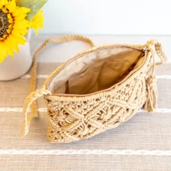 Elena Handbags Woven Macrame Crossbody Purse