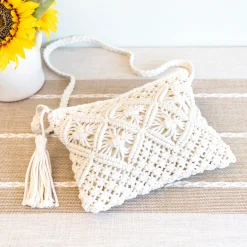 Elena Handbags Woven Macrame Crossbody Purse