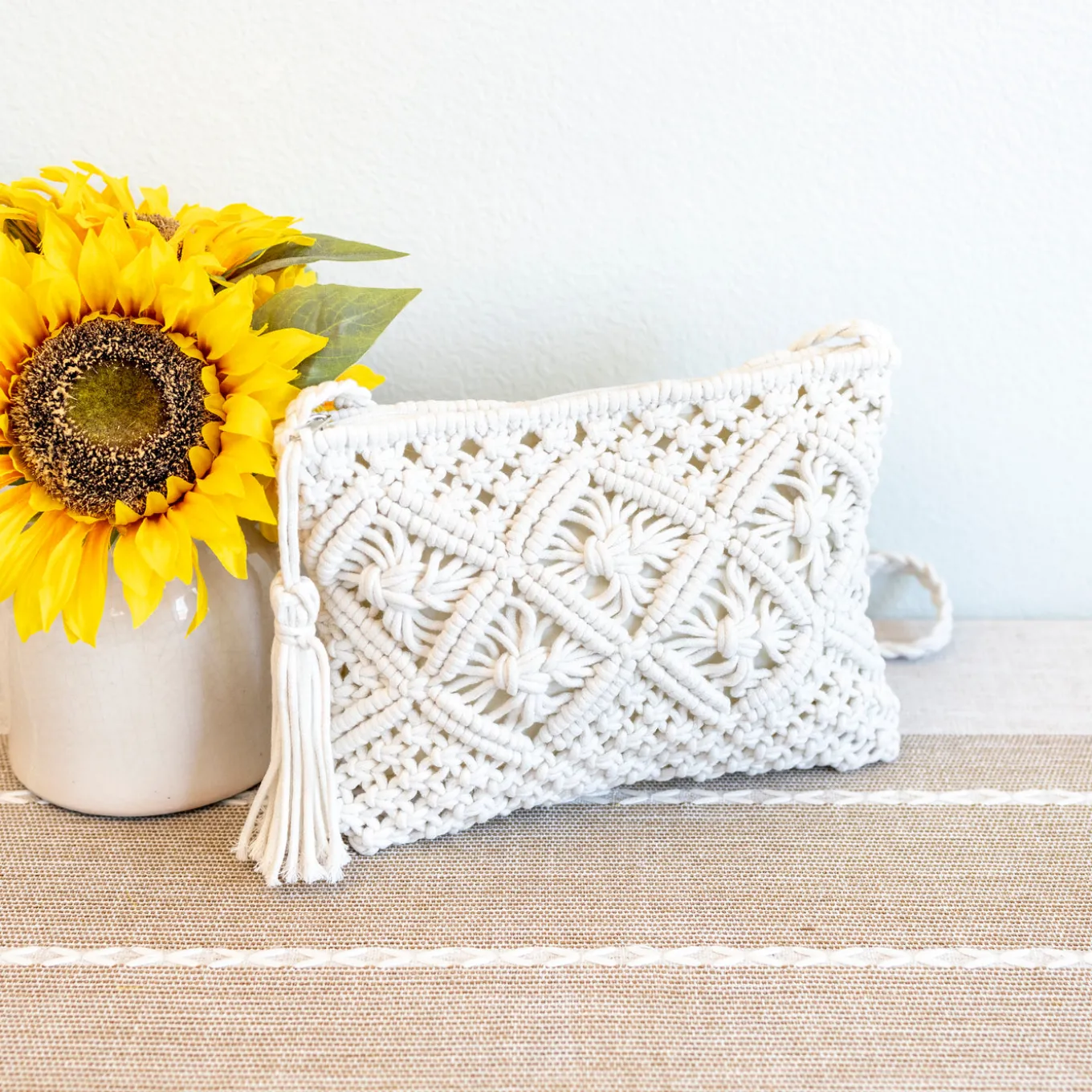 Elena Handbags Woven Macrame Crossbody Purse