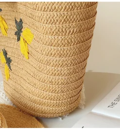 Elena Handbags Woven Straw Floral Tote