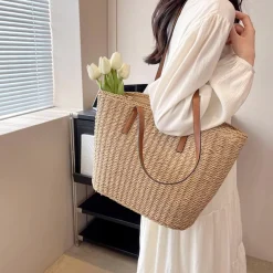 Elena Handbags Woven Straw Market Tote Summer Fashion Bag